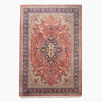 A Persian Qom (Qum/Ghom) silk rug with floral design, 20th C.
