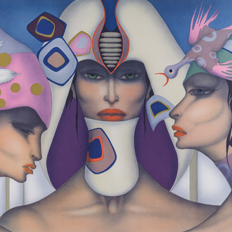 Jef Van Tuerenhout (1926-2006): Untitled (Three ladies), lithograph in colours, ed. 22/96