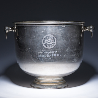 A large French silver-plated 'Frerejean Frères' champagne cooler, 20th C.