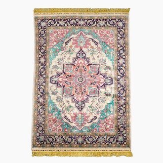 A Persian silk Tabriz rug with Heriz design, 20th C.