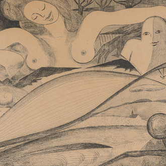 Claude Lyr (Claude Vanderhaeghe, 1916-1995): 'Envoûtement', etching, dated 1960
