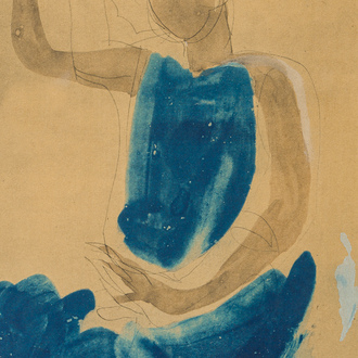 Auguste Rodin (1840-1917, after): Lady in a blue dress, multiple via the Jacomet procedure, with a stamp of the Musée Rodin