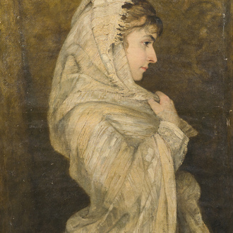 Jean Delvin (1853–1922): Portrait of a young woman, oil on canvas