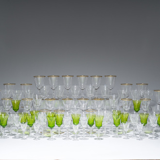 A very extensive collection of clear and partly coloured overlay crystal cut glasses, Val Saint Lambert, Belgium, 20th C.