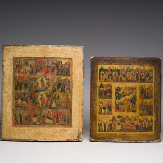 Two Russian orthodox 'Festival' icons, 18th/19th C.