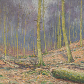 Louis Clesse (1889-1961): 'Automne en forêt', oil on board
