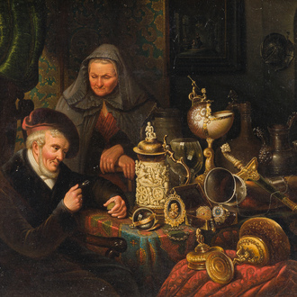 Abraham Anne van de Kasteele (1814-1893): L'antiquaire, huile sur toile, daté 1844