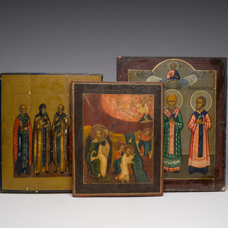 Three various Russian orthodox icons, 19th C.