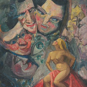 Jos Trotteyn (1910-2002): The blushing glances, oil on board