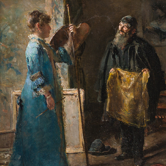 David Oyens (1842-1902): 'Le marchand d'étoffes', oil on canvas, dated (18)86