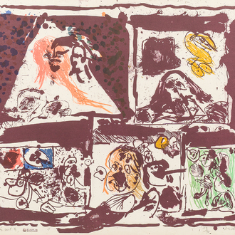 Pierre Alechinsky (1927): 'Mais où sont-ils', lithograph in colours, ed. 79/90, (1963)