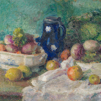 Victor Simonin (1877-1946): 'Nature morte aux navets', oil on panel
