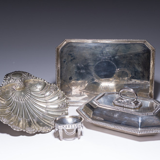 A varied collection of English silver and silver-plated tableware, 19th/20th C.