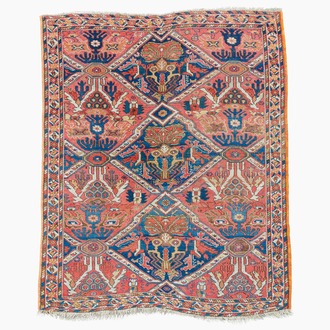 An Azerbaijani rug with geometric design, wool on cotton, 20th C.