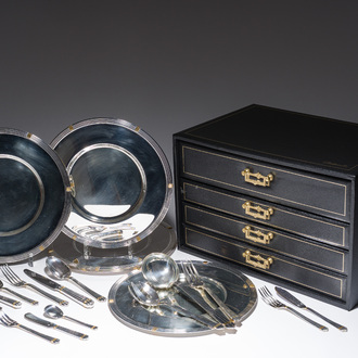 A French 83-piece silver-plated cutlery set and six underplates, model Aria, Christofle, 20th C.