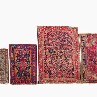 Four oriental rugs, a.o. Tabriz, Sarouk and Hamadan/Nahavand rugs with floral and geometric design, wool and cotton, 20th C.