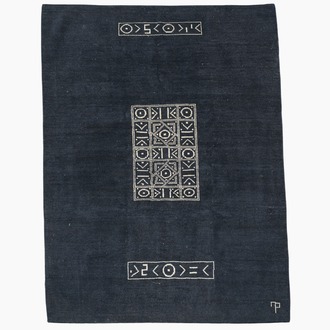 A French Art Deco rug with geometric design, monogrammed J.P., wool on cotton, first half 20th C.