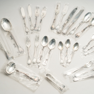 A French 141-piece silver-plated cutlery set, model Marly, Christofle, 20th C.