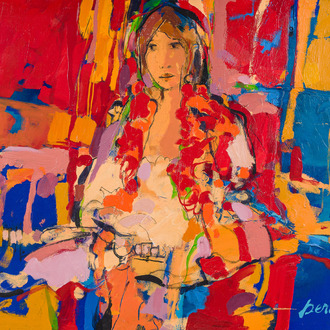 Frank Derie (1946-2009): 'Hier is je ontbijt schat', acrylic on canvas