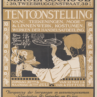 Armand Rassenfosse (1862-1934, attributed to): Poster for an exhibition of the Our Lady Vocational School in Ghent, first half 20th C.