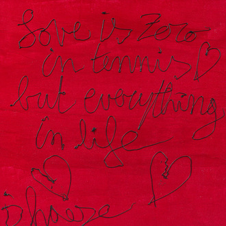 Hannes D'Haese (1965): 'Love is zero in tennis but everything in life', acrylic on canvas