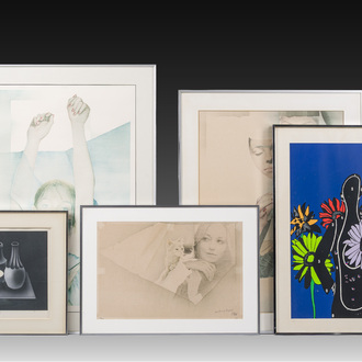 European school: Five various graphic works, 20th C.