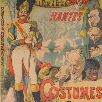 A 'Maison Peignon - 1, Rue d'Erlon, Nantes - Costumes for cavalcades & soirées' poster, Guéneux Frères, early 20th C.