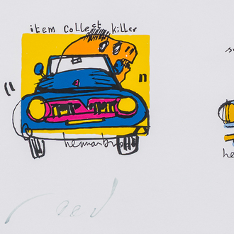 Herman Brood (1946-2001): 'Cars' or 'Cars botsing', serigraph in colours, ed. 174/200