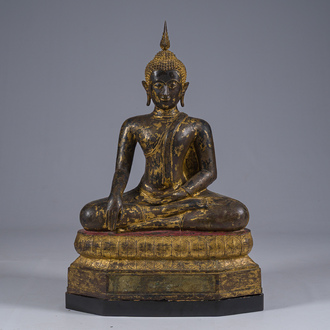 A Thai gilt bronze Buddha, Ayutthaya, 18th C.