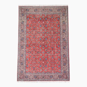 A Persian Tabriz rug with floral design, wool, cotton and silk, 20th C.