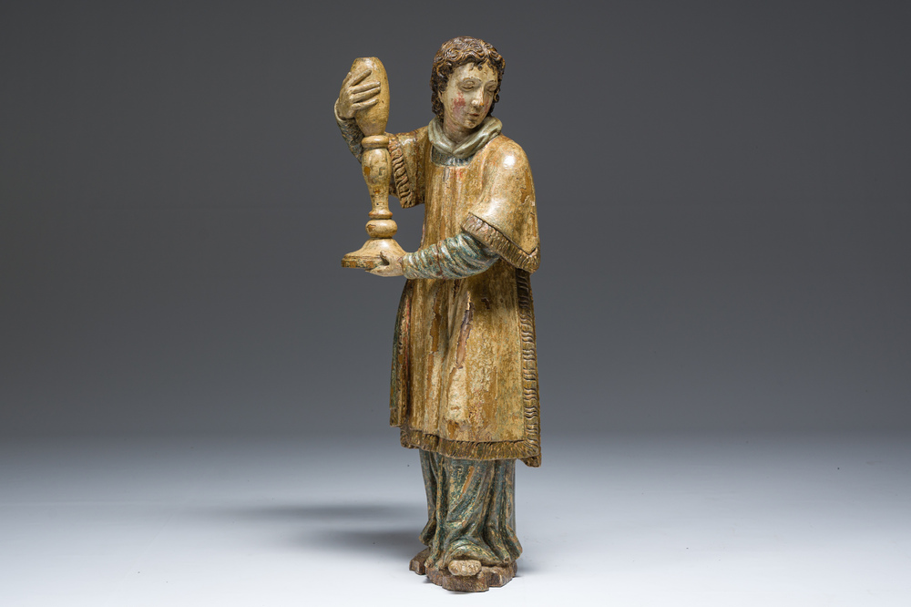 L'archange Jophiel en bois sculpt&eacute; et polychrom&eacute;, 17&egrave;me si&egrave;cle