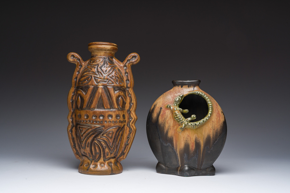 Gilbert M&eacute;t&eacute;nier (1876-?): Deux vases Art D&eacute;co