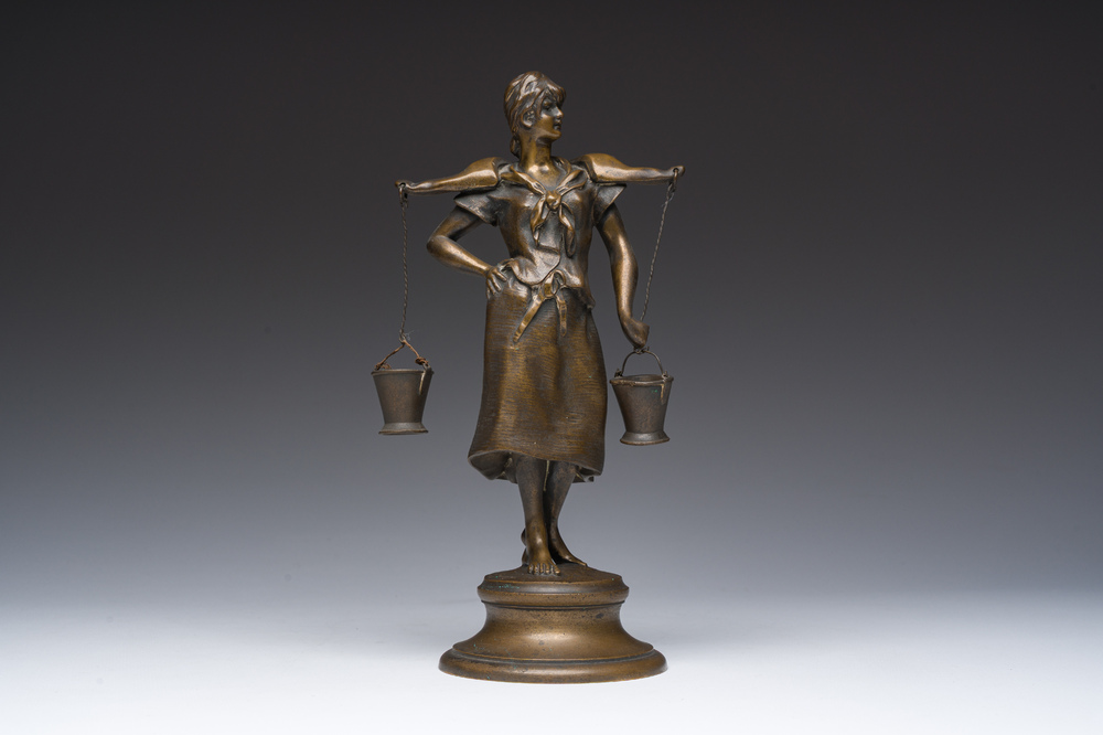 Alphonse-Henri Nelson (1854-1919): The water maiden, patinated bronze, marked 'Cie des bronzes de Bruxelles'
