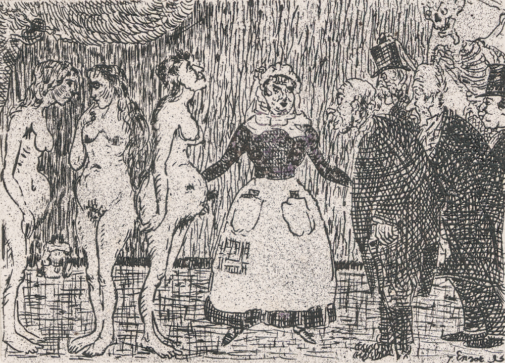 James Ensor (1860-1949): Les vieux polissons, eau forte, dat&eacute; 1895