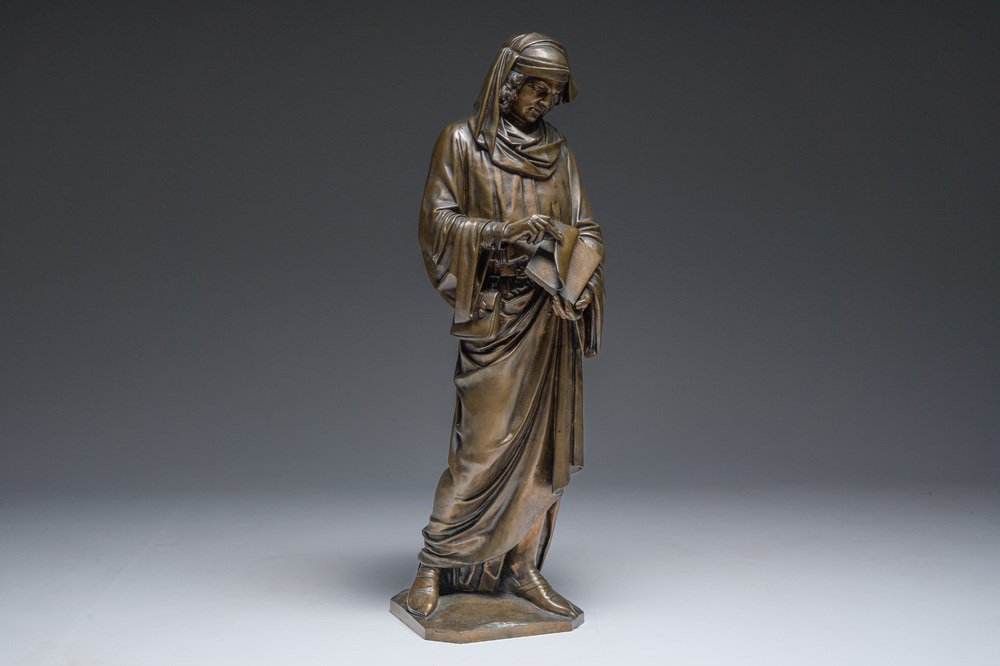 Fr&eacute;d&eacute;ric Auguste Bartholdi (1834-1904): Le peintre Martin Schongauer, alliage de bronze &agrave; patine brune, 20&egrave;me si&egrave;cle