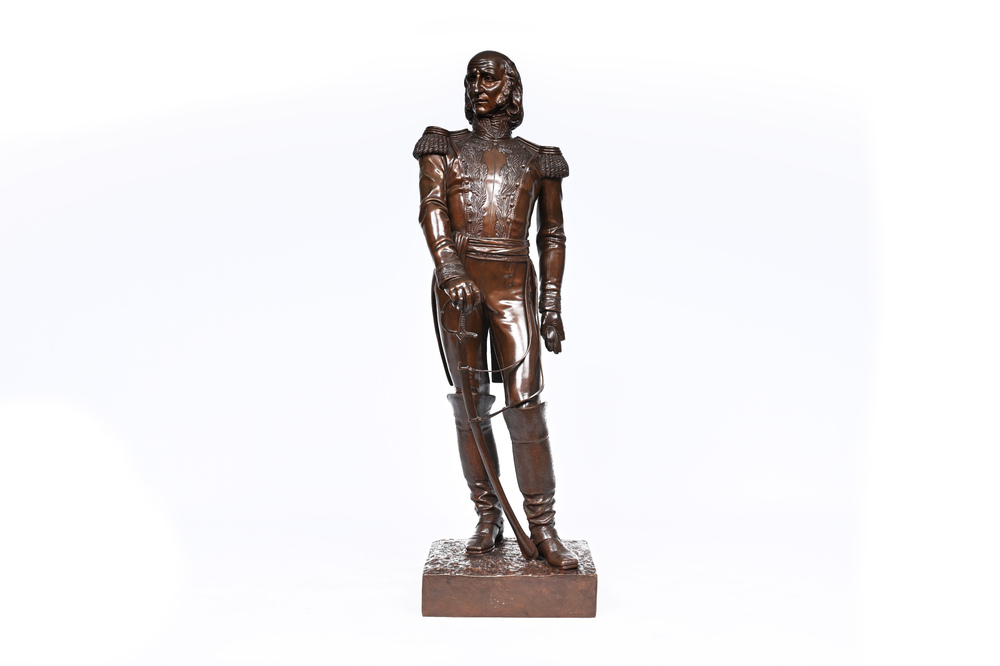 Paul Dubois (1829-1905): 'L&eacute;on Pilet', bronze &agrave; patine brune