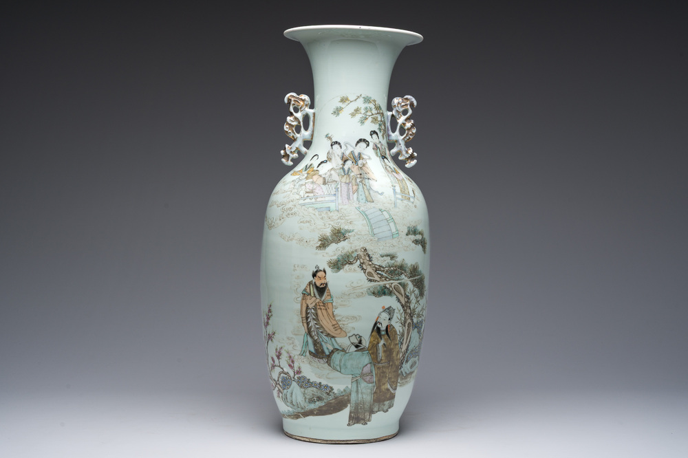 Vase en porcelaine de Chine qianjiang cai &agrave; d&eacute;cor d'immortels, 19&egrave;me si&egrave;cle