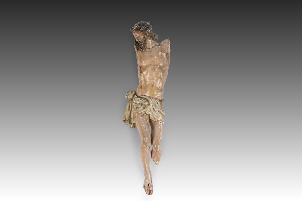 Christ en bois sculpt&eacute; et polychrom&eacute;, Flandres, 17&egrave;me si&egrave;cle
