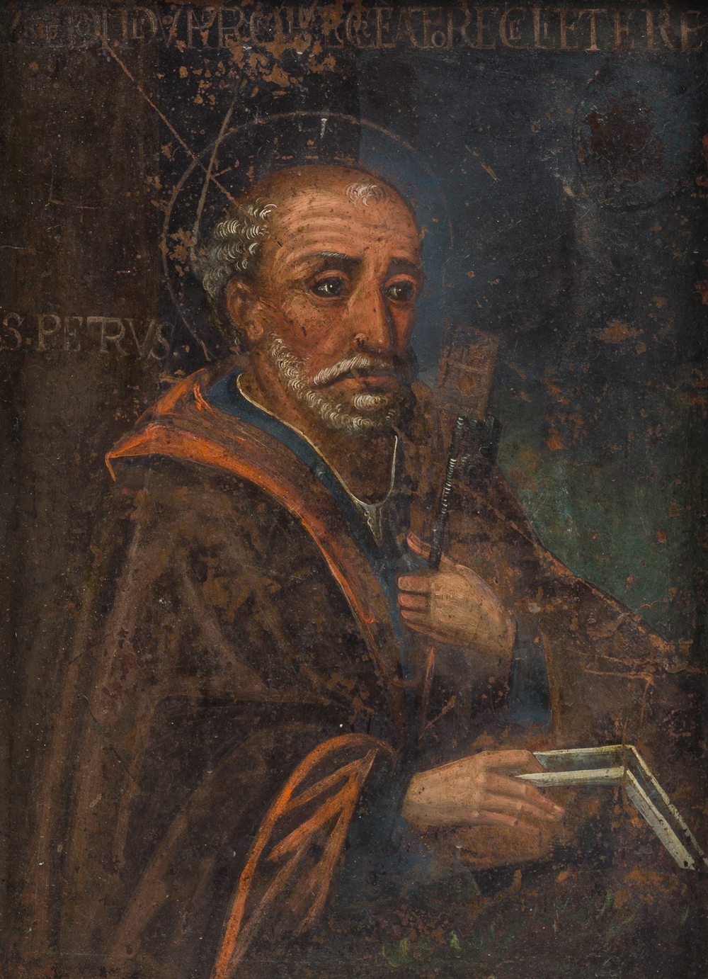 &Eacute;cole d'Europe du Sud: Saint Pierre, huile sur cuivre, 18&egrave;me si&egrave;cle