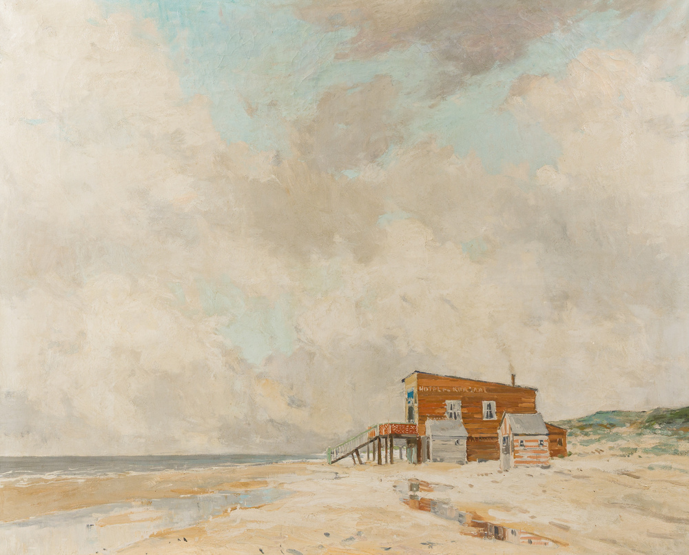&Eacute;cole belge: 'H&ocirc;tel du Kursaal' &agrave; La Panne, huile sur toile, 19&egrave;me/20&egrave;me si&egrave;cle