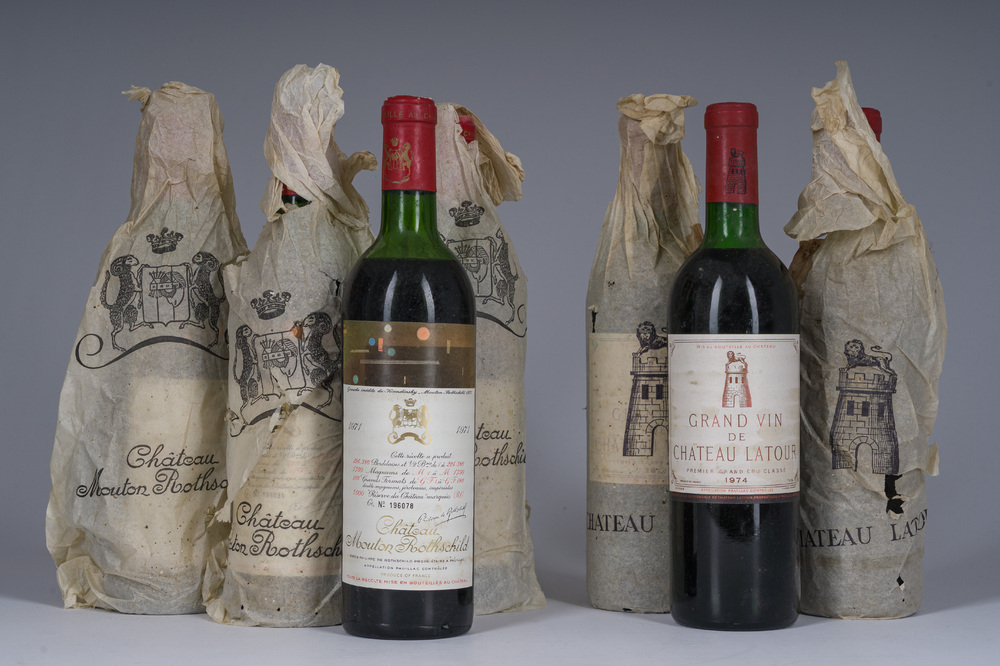 1971-1974 Ch&acirc;teau Latour et Ch&acirc;teau Mouton Rothschild, 7 bouteilles