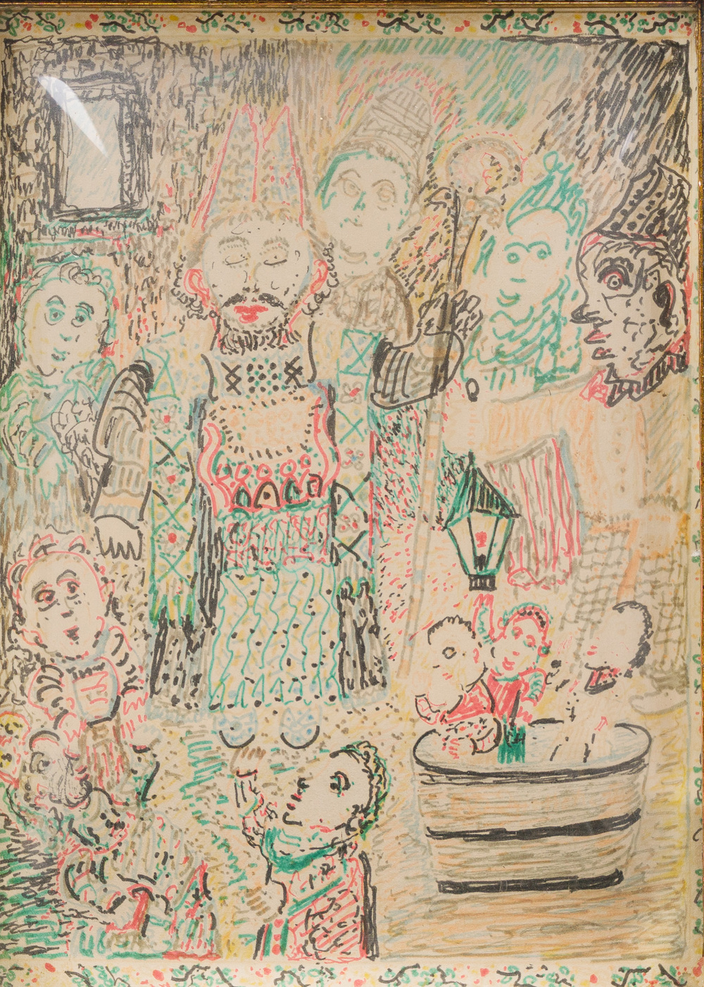 Ernest Van den Driessche (1894-1985): Saint Nicolas, feutre sur papier