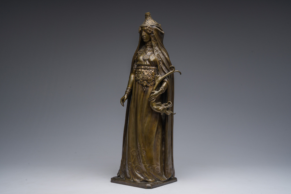 Marius Mars-Vallet (1869-1957): Grande pr&ecirc;tresse, peut-&ecirc;tre la proph&eacute;tesse la Pythie (Pythonisse), bronze &agrave; patine brune