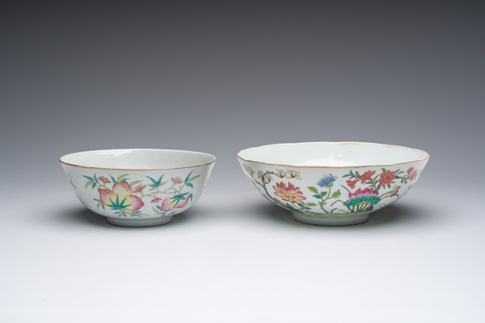 Deux bols en porcelaine de Chine famille rose, marque et &eacute;poque de Tongzhi