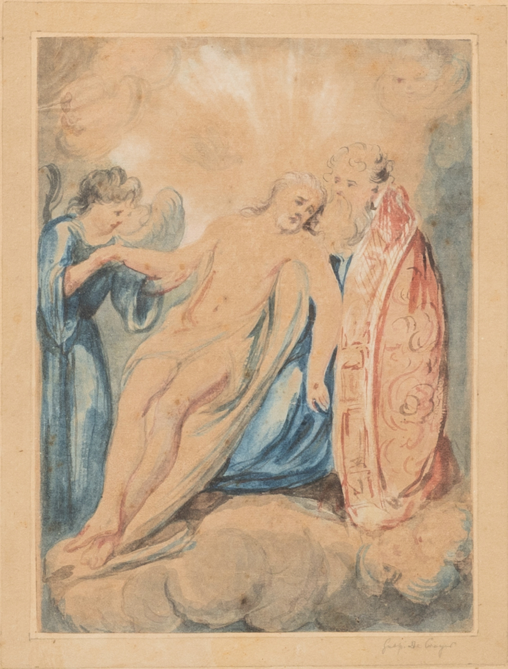 Ecole flamande, &agrave; la mani&egrave;re de Gaspard de Crayer (1584-1669): L'ascension, aquarelle sur papier, 18&egrave;me si&egrave;cle