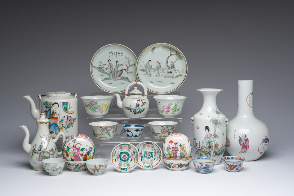 Collection vari&eacute;e en porcelaine de Chine famille rose, qianjiang cai et de style Imari, 18&egrave;me si&egrave;cle et post&eacute;rieur