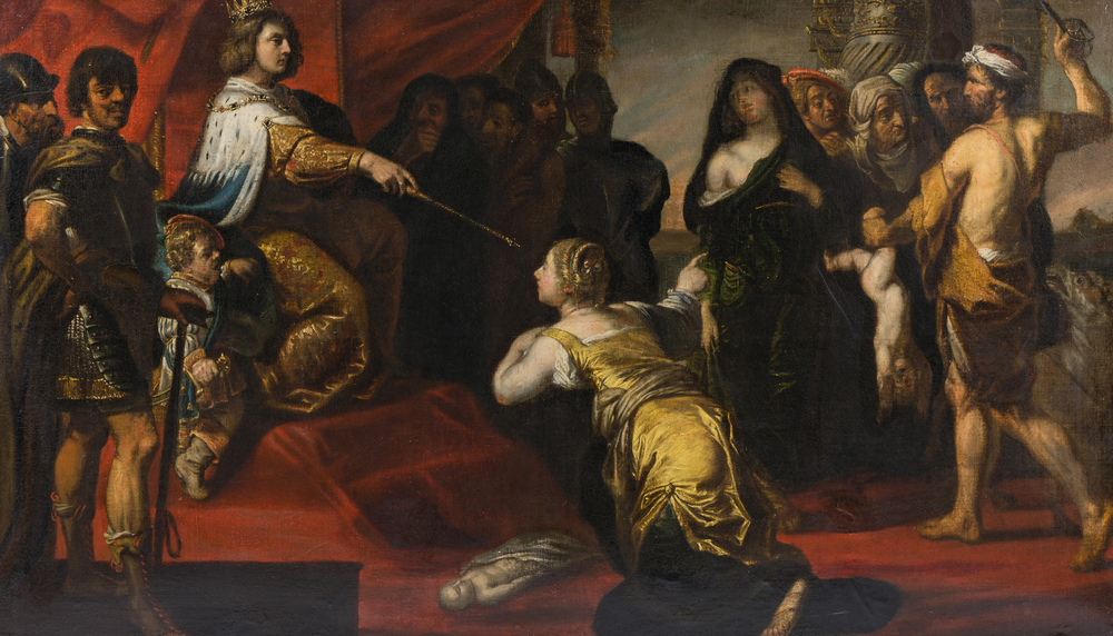 Theodore Boeyermans (1620-1678, attribu&eacute; &agrave;): Le jugement de Salomon, huile sur toile, 17&egrave;me si&egrave;cle