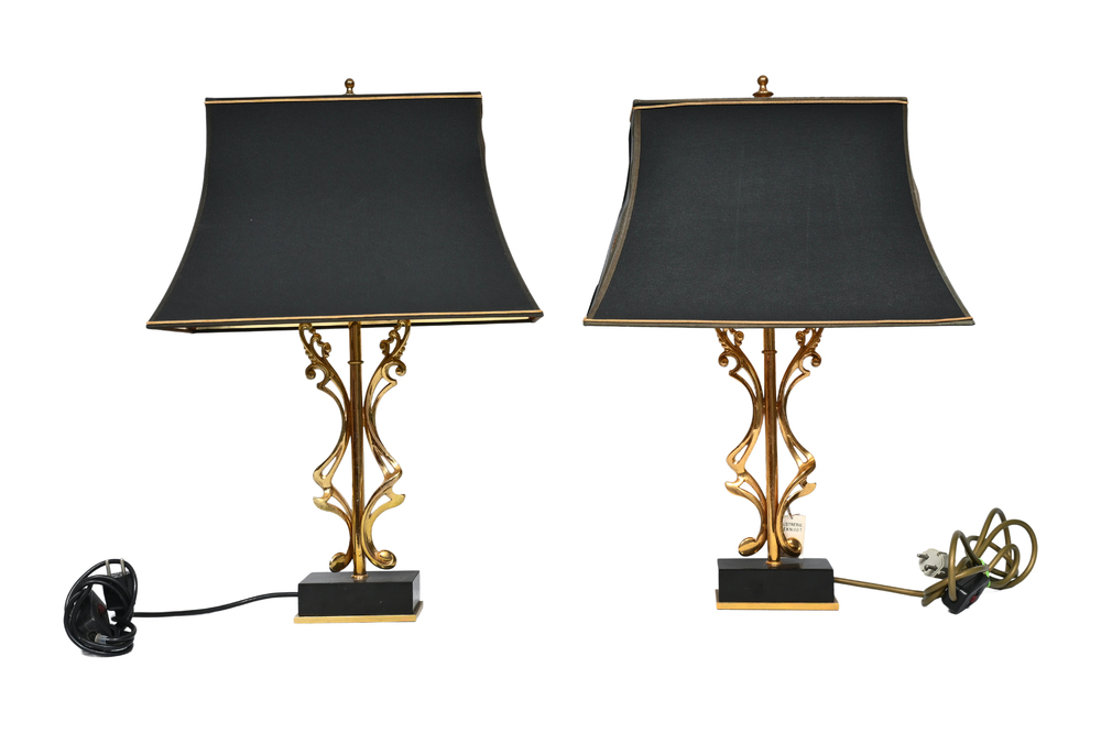 Paire de lampes de table de style Hollywood Regency, Deknudt, Courtrai, troisi&egrave;me quart du 20&egrave;me si&egrave;cle