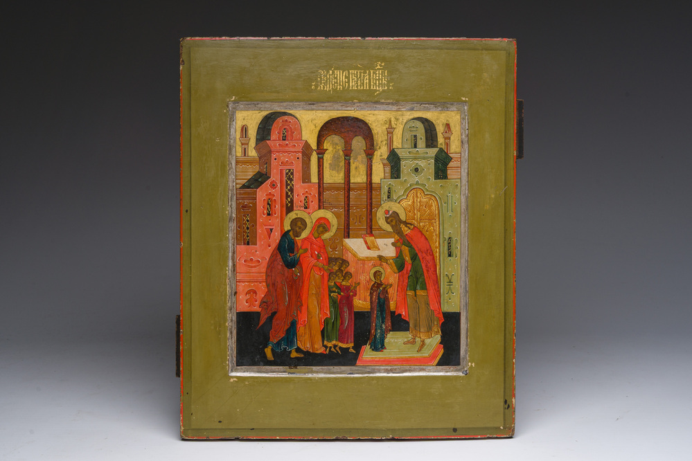 Ic&ocirc;ne orthodoxe, Pr&eacute;sentation au Temple de la Vierge Marie', Russie, vers 1800