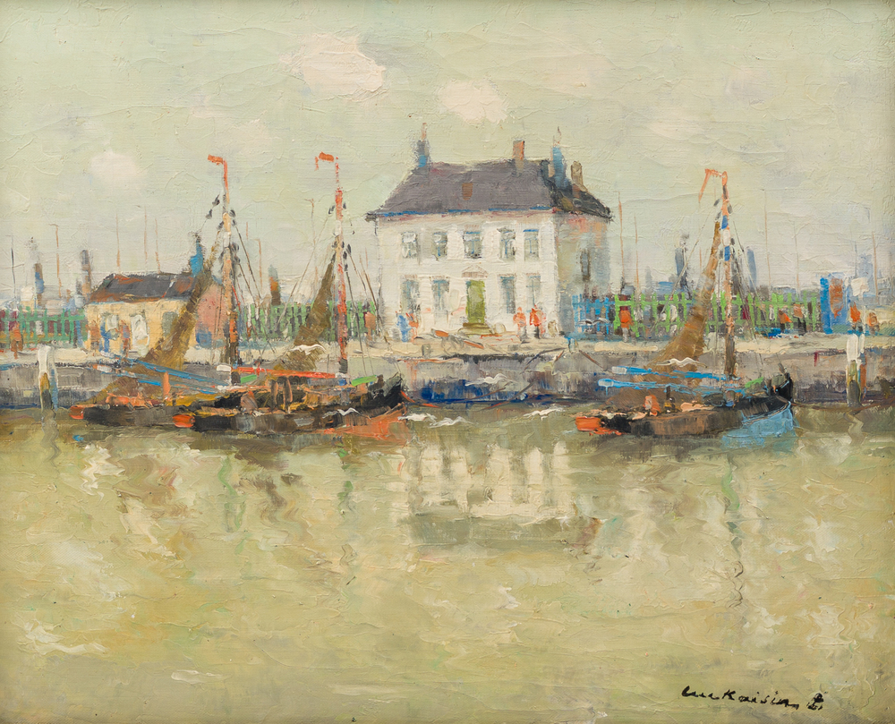 Luc Kaisin (1901-1963): Vue du quai, huile sur toile